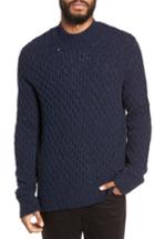 Men's Vince Regular Fit Honeycomb Mock Neck Sweater, Size - Blue