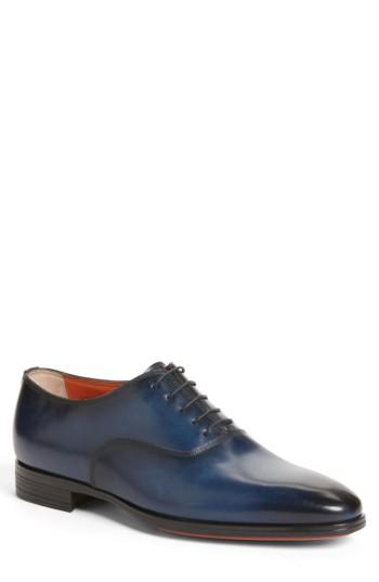 Men's Santoni Fenwick Plain Toe Oxford D - Blue