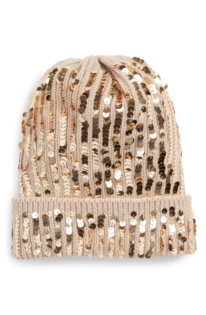 Women's Tasha Sparkly Sequin Beanie - Beige