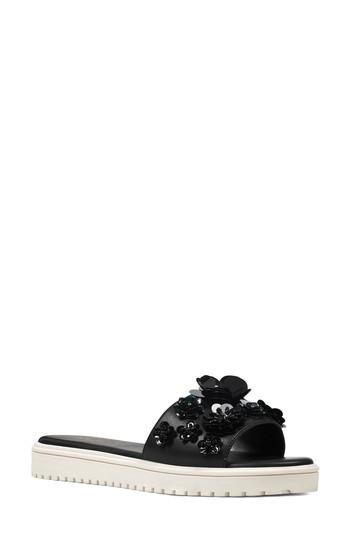 Women's Nine West Rainen Flower Embellished Slide Sandal M - Black