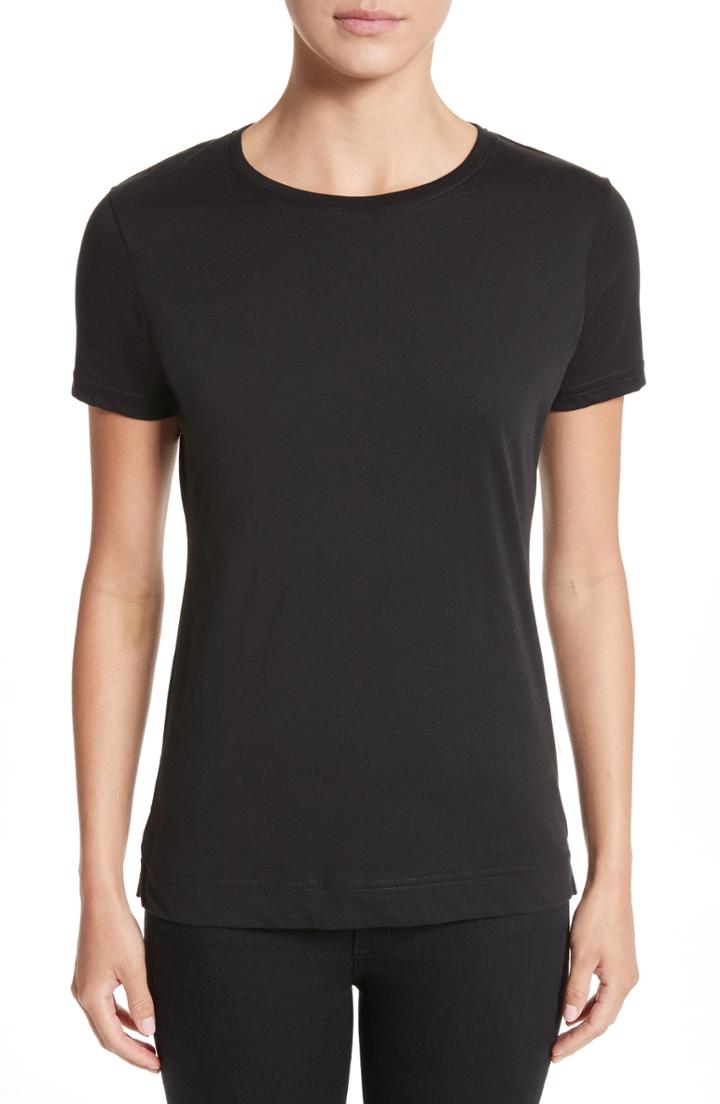Women's Adam Lippes Cotton Crewneck Tee, Size - Black