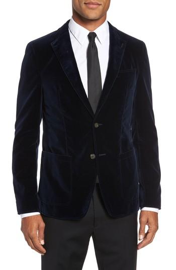 Men's Sand Trim Fit Velvet Blazer