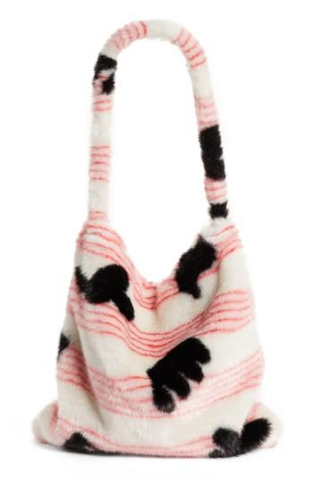 Shrimps Isabella Large Faux Fur Tote - White