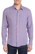 Men's Zachary Prell Althoff Plaid Linen Sport Shirt - Pink