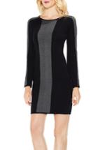 Women's Vince Camuto Bird's Eye Jacquard Colorblock Shift Dress - Black