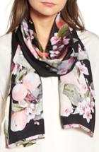 Women's Ted Baker London Peach Blossom Silk Scarf, Size - Black