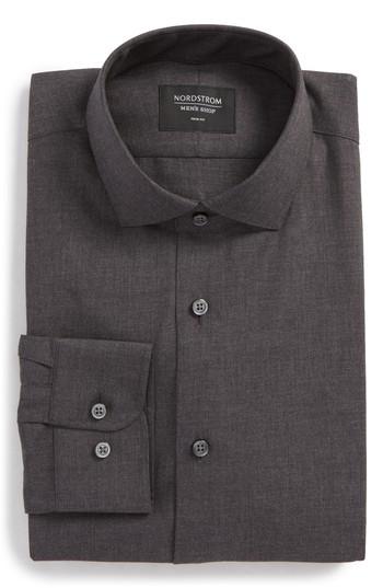 Men's Nordstrom Men's Shop Trim Fit Solid Dress Shirt .5 32/33 - Grey