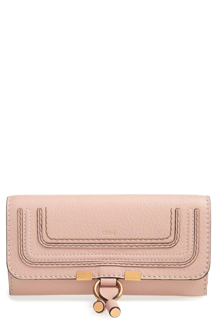 Women's Chloe Marcie - Long Leather Flap Wallet - Beige