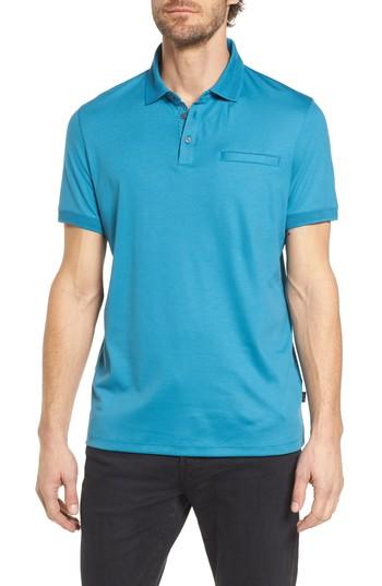 Men's Boss Prout Regular Fit Polka Dot Polo Shirt - Blue