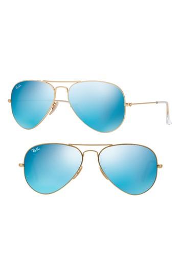 Women's Ray-ban Large Icons 62mm Aviator Sunglasses - Green/ Blue