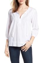 Petite Women's Nydj Embroidered Voile Top, Size P - White