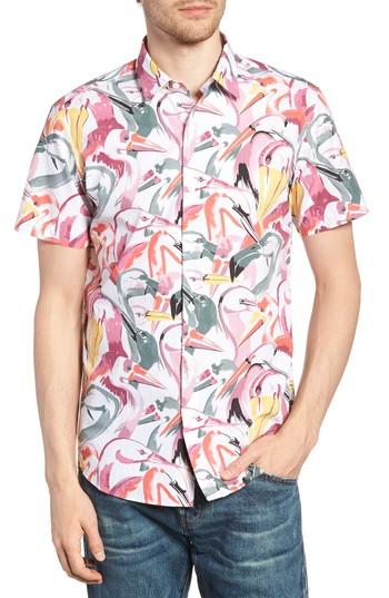 Men's Bonobos Premium Slim Fit Print Short Sleeve Sport Shirt R - White