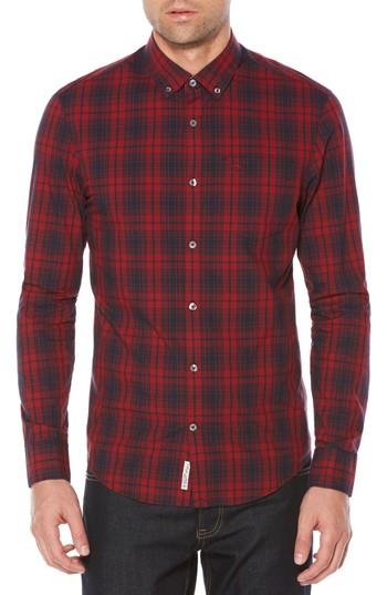 Men's Original Penguin Heritage Slim Fit Plaid Shirt - Red