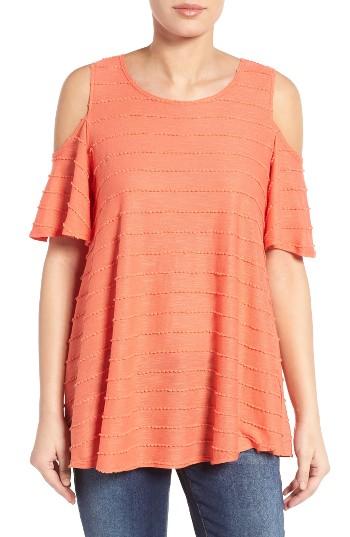 Women's Bobeau Textured Cold Shoulder Top - Orange