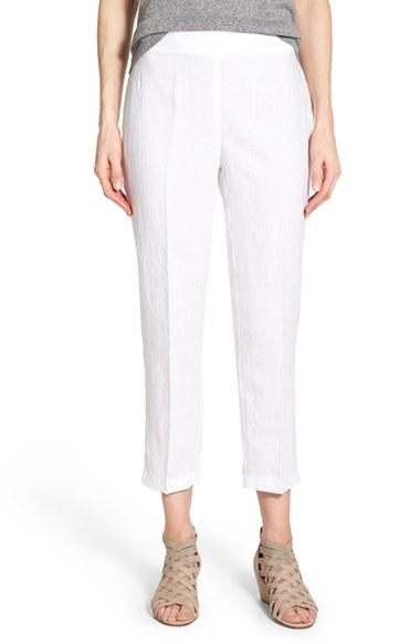 Women's Eileen Fisher Organic Linen Crop Pants - White