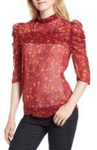 Women's Chelsea28 Shirred Ruffle Neck Top, Size - Red