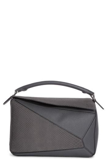 Loewe Medium Puzzle Leather Shoulder Bag - Grey