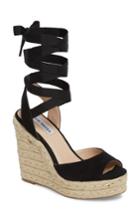 Women's Steve Madden Secret Wedge Wraparound Sandal .5 M - Black