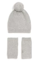 Women's Halogen Cashmere Coordinates Hat & Arm Warmer Set - Grey