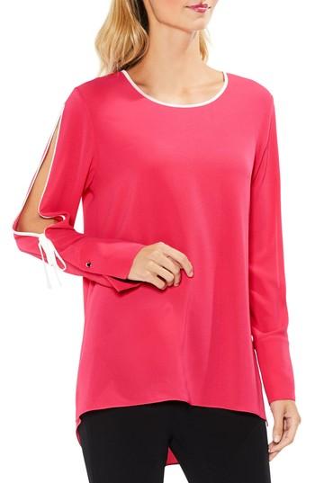 Petite Women's Vince Camuto Split Sleeve Top, Size P - Pink
