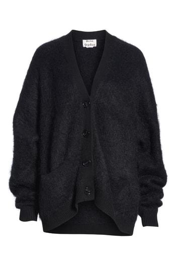 Women's Acne Studios Oversize Wool & Mohair Blend Cardigan - Black