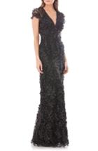 Women's Carmen Marc Valvo Infusion Petals Embellished Gown