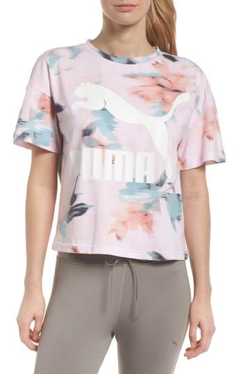 Women's Puma Classics Logo Tee, Size - Pink