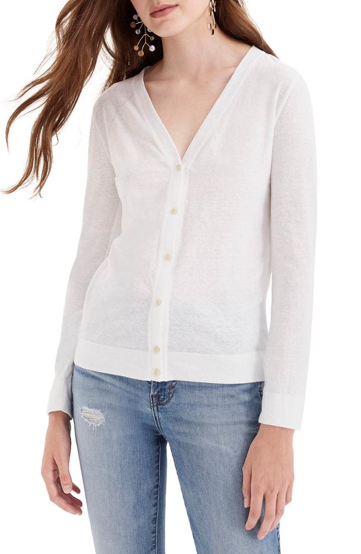 Women's J.crew V-neck Slub Cardigan - White