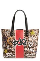 Dolce & Gabbana Large Hashtag Graffiti Leather Tote - Brown