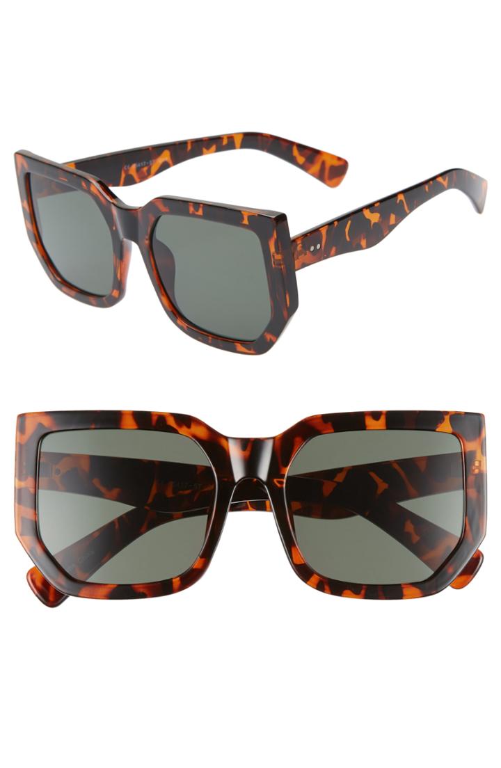 Women's Leith 54mm Angular Flat Square Sunglasses - Tort