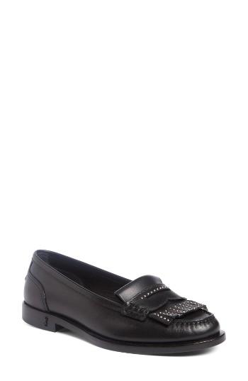 Women's Saint Laurent Universite Fringe Mocassin Us / 36eu - Black