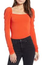 Women's Something Navy Square Neck Slim Knit Top, Size - Red