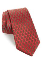 Men's Nordstrom Men's Shop Holiday Trees Silk Tie, Size - Red