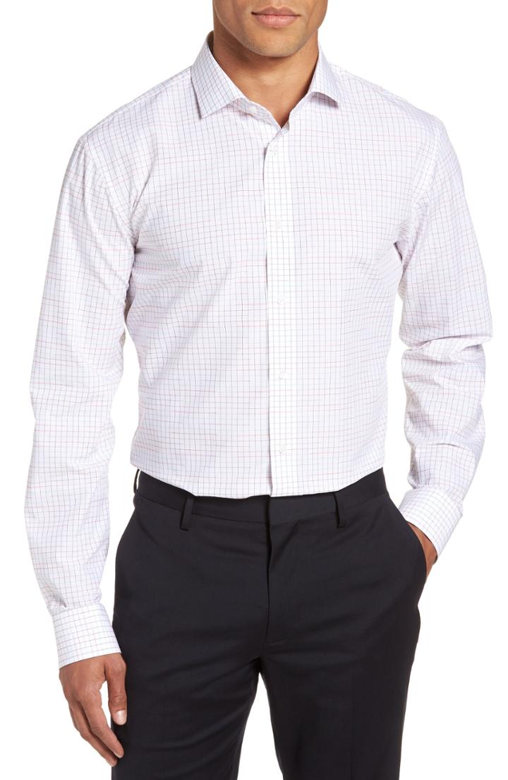 Men's 1901 Trim Fit Check Dress Shirt .5 - 34/35 - Red