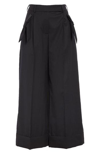 Women's Simone Rocha Bow Pocket Wide Leg Stretch Wool Pants Us / 8 Uk - Black