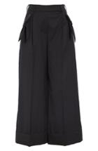 Women's Simone Rocha Bow Pocket Wide Leg Stretch Wool Pants Us / 8 Uk - Black
