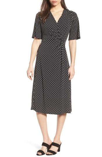 Women's Chaus Flutter Sleeve Polka Dot Dress - Black
