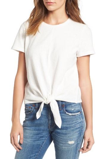 Women's Madewell Modern Tie Front Tee, Size - Ivory