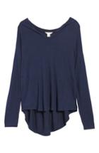 Petite Women's Caslon High/low Hoodie, Size P - Blue