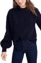 Women's Madewell Boat Neck Button Shoulder Sweater, Size - Blue