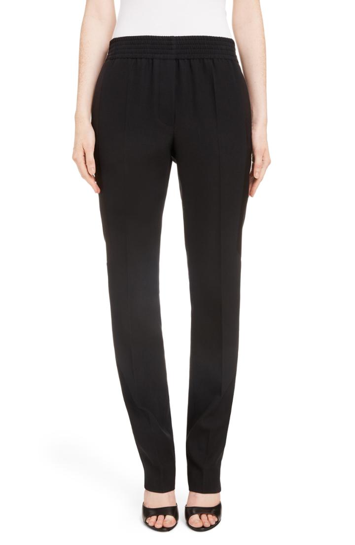 Women's Givenchy Contrast Stripe Elastic Waist Pants Us / 36 Fr - Black