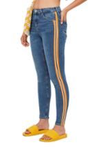 Women's Topshop Moto Jamie Side Stripe Jeans W X 30l (fits Like 28-29w) - Blue