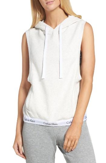 Women's Calvin Klein Sleeveless Lounge Hoodie - Grey