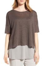 Women's Eileen Fisher Organic Linen Top, Size - Brown