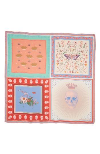 Women's Alexander Mcqueen Buried Garden Silk Scarf, Size - Red