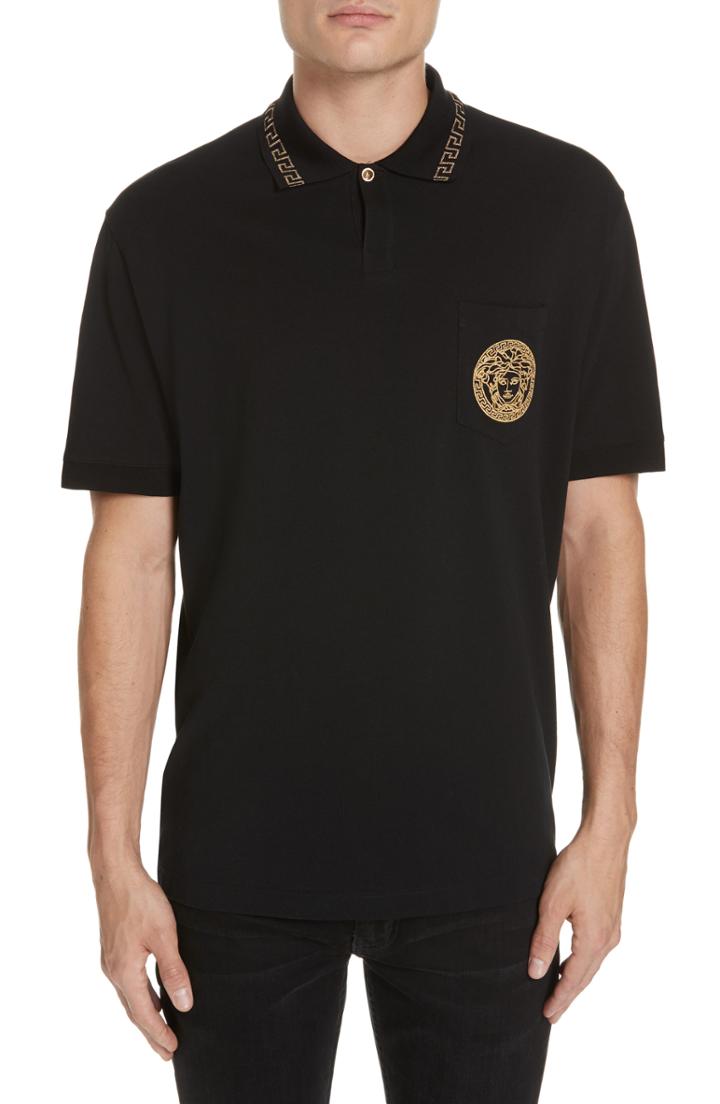 Men's Versace Medusa Face Polo - Yellow