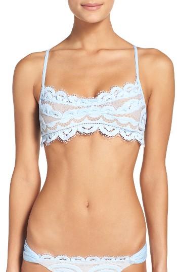 Women's Pilyq Lace Bikini Top, Size D - Blue