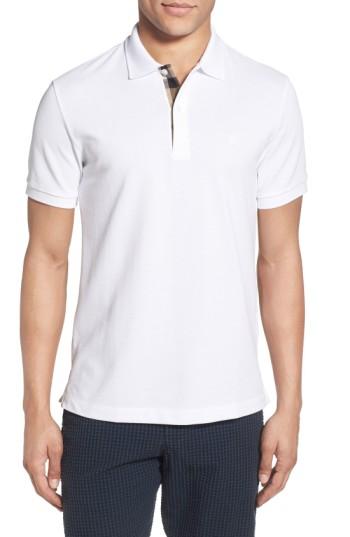Men's Burberry Pique Polo, Size - White