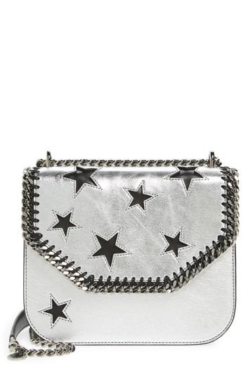 Stella Mccartney Falabella Star Cutout Metallic Faux Leather Shoulder Bag - Metallic