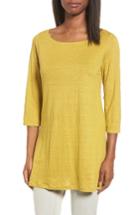 Petite Women's Eileen Fisher Bateau Neck Organic Linen Tunic P - Green